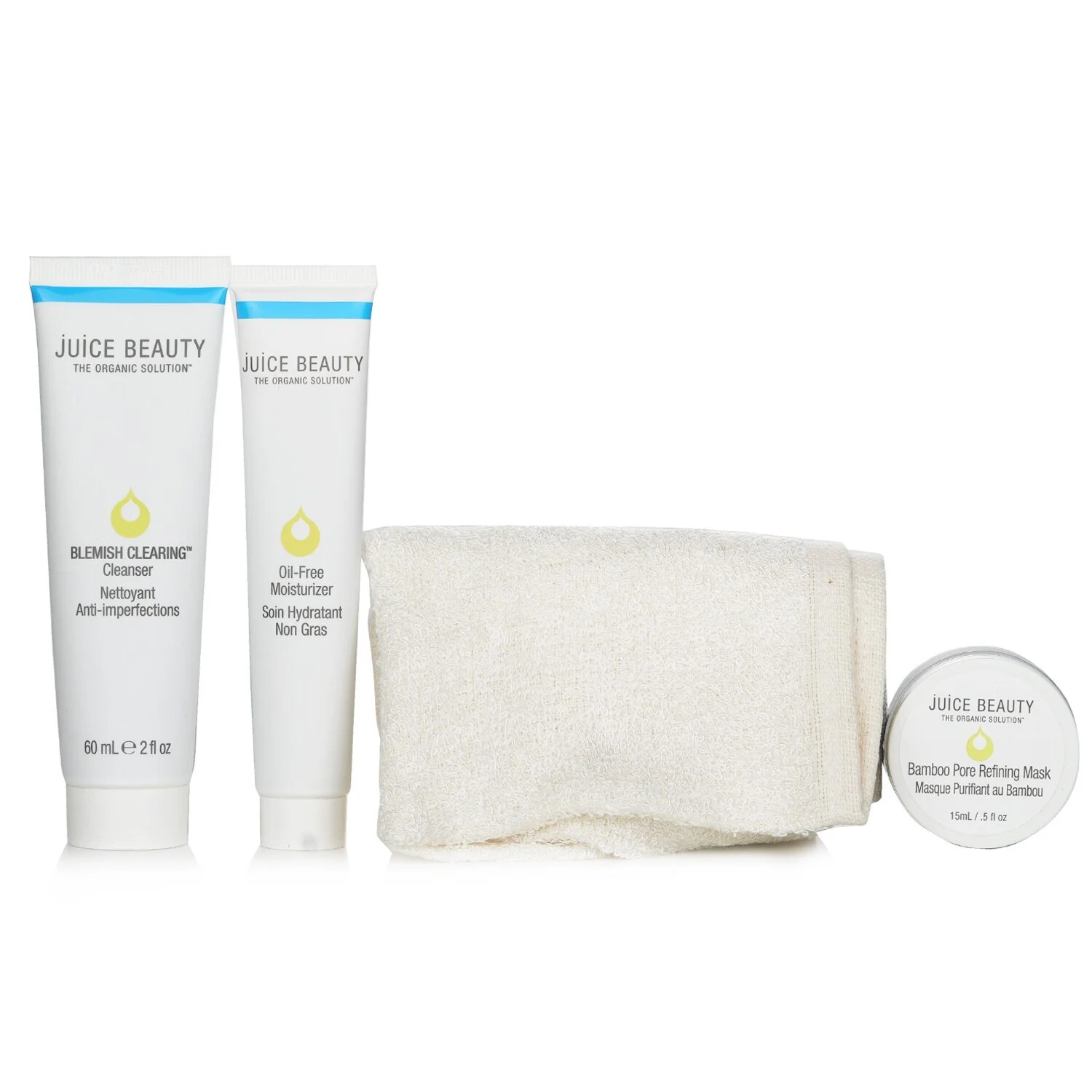 Juice BeautyBlemish Clearing Solutions Kit : Cleanser + Moisturizer + Mask + Washcloth (Unboxed) 3pcs+1cloth