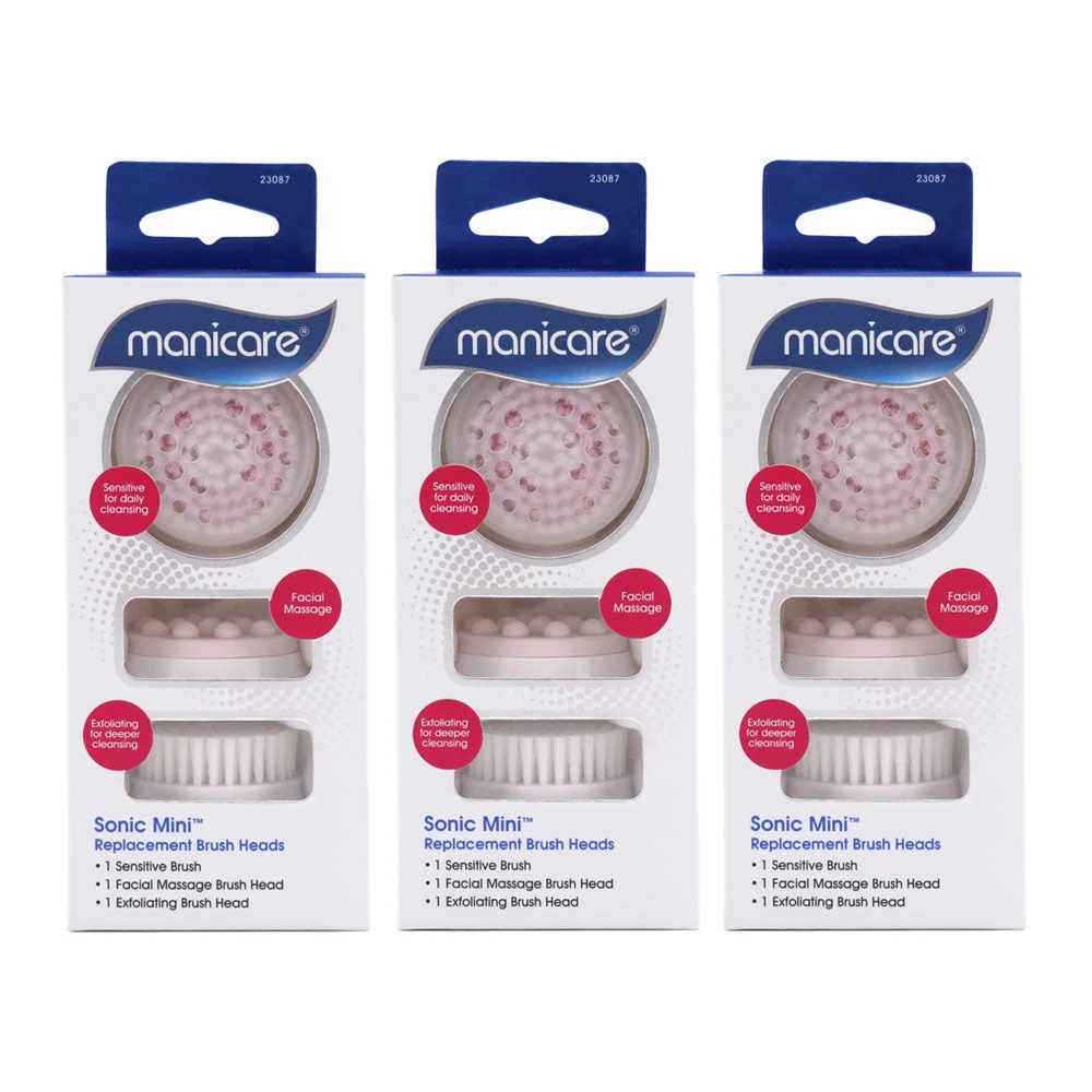 Manicare Sonic Mini Replacement Brush Heads 3pk - 3 pack bundle