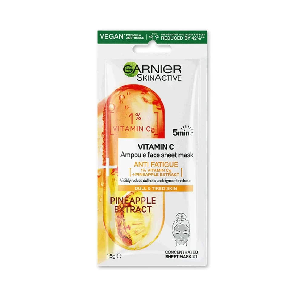 Skin Active Vitamin C Ampoule Face Sheet Mask Pineapple Extract 15g